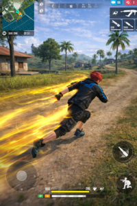 Tatsuya dashing forward with speed effects